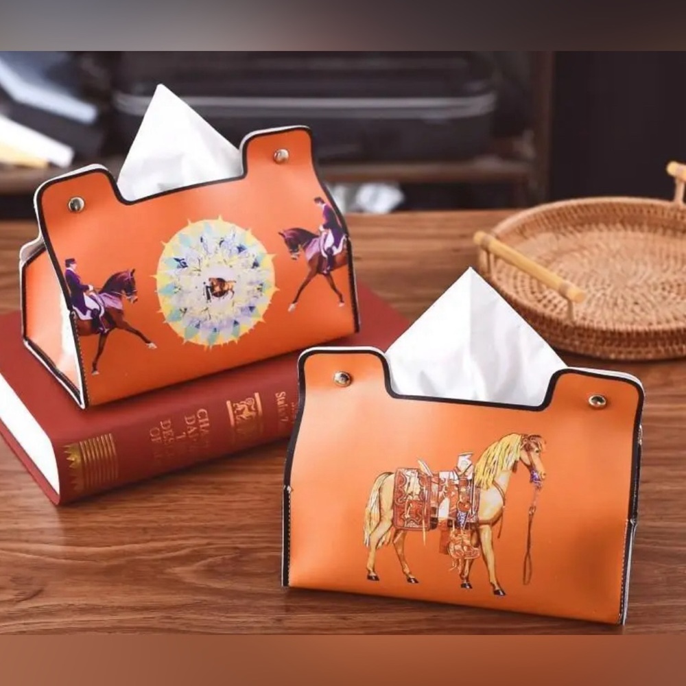 Set of 2 Tissue Box PU Leather NEW